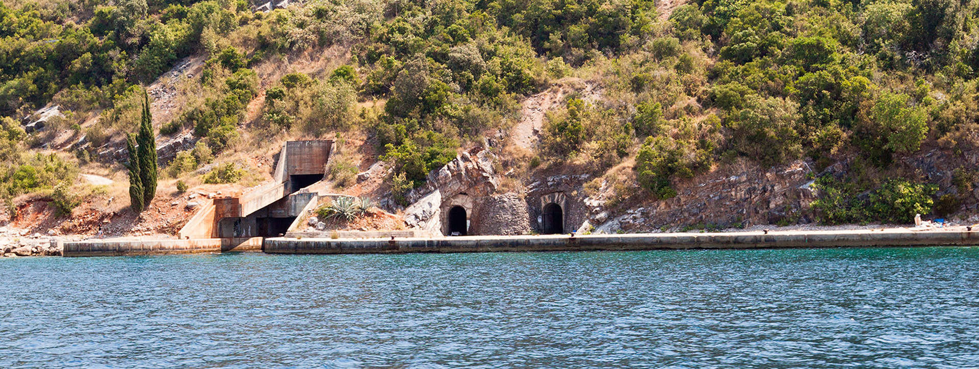 Abandoned tunnels for submarines, opposite Herceg Novi - Montenegrin waters SimpleSail sailing routes