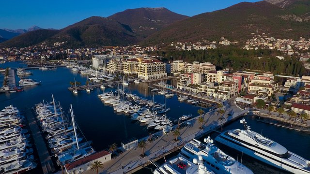 Boats and yachts by the pier, Tivat, Montenegro