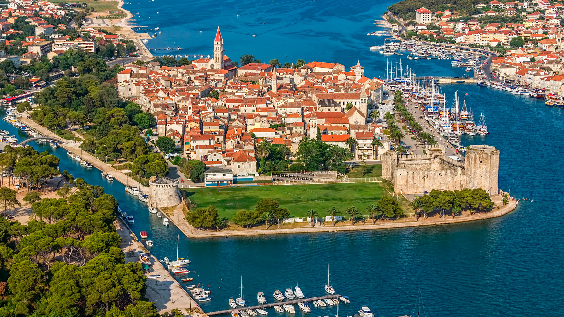 Panorama of the historical part of the city, Trogir, Croatia